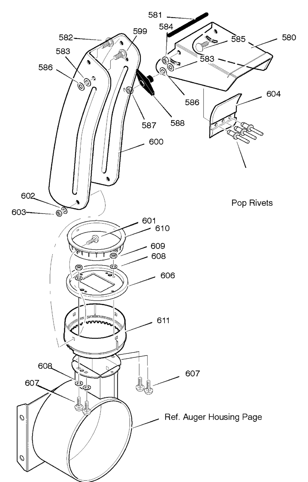 Discharge Chute Diagram and Parts List for 627815X85A 2004 Briggs and Stratton Snow Blower